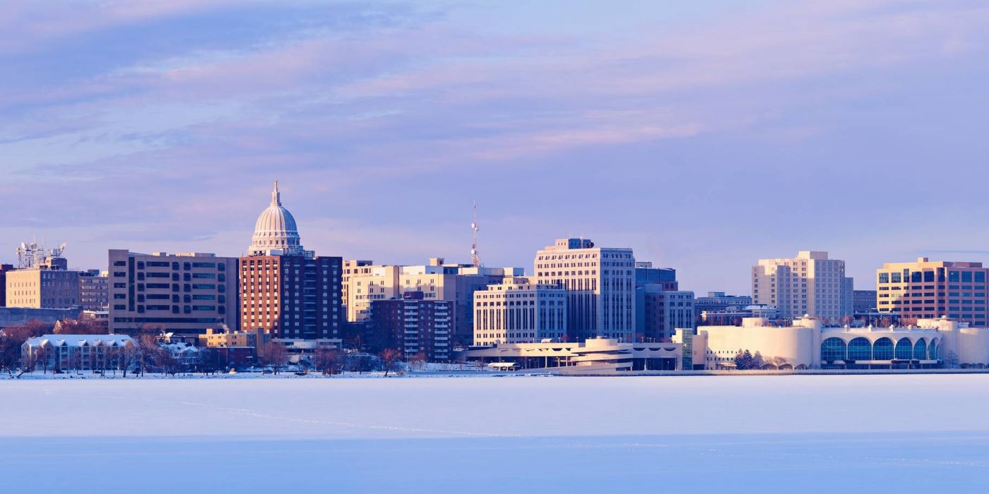 Madison, WI skyline in the winter