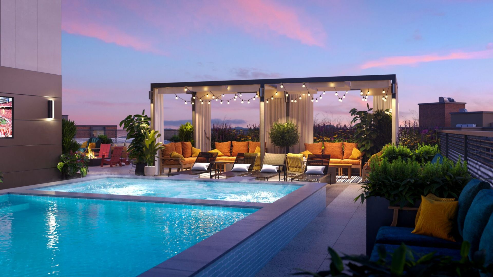 VERVE Madison pool rendering with beautiful pool and terrace